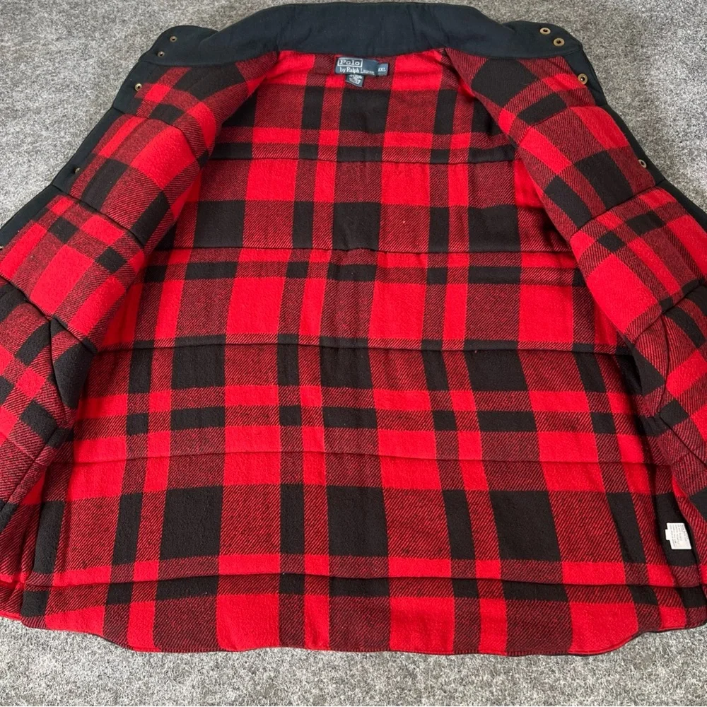 Polo‎ Ralph Lauren Vest Mens 2XL Black Quilted Flannel Lined Button Up Vintage